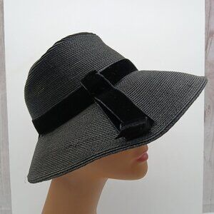 Vintage Clemar Original by Wesco Womens Straw Hat Black with Bow